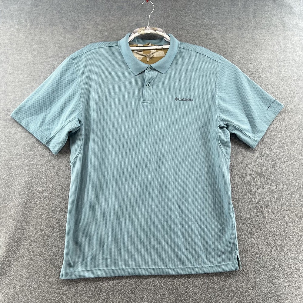 Columbia Men's Size Large Light Blue Omni Shade Short Sleeve Polo Shirt